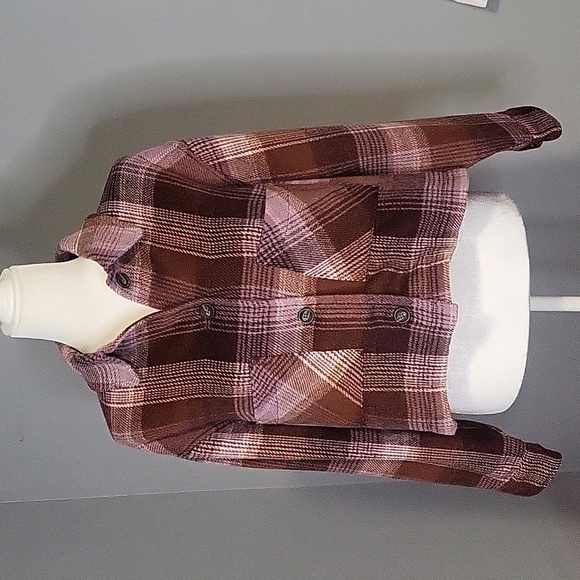 For The Republic Plaid Cropped Button Up Lightweight Soft Jacket Shacket Size M - Picture 1 of 8